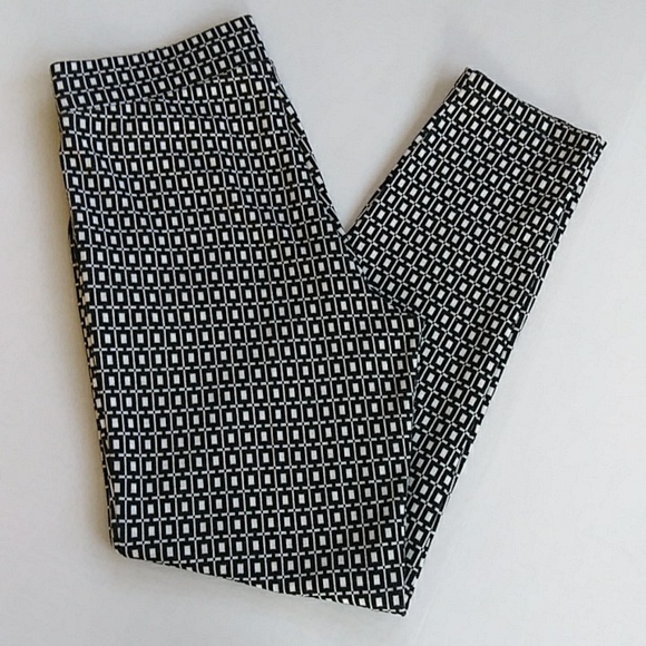 Melissa Paige Stretch Waist Viscose Blend Pants M Black White Pattern - Picture 7 of 13
